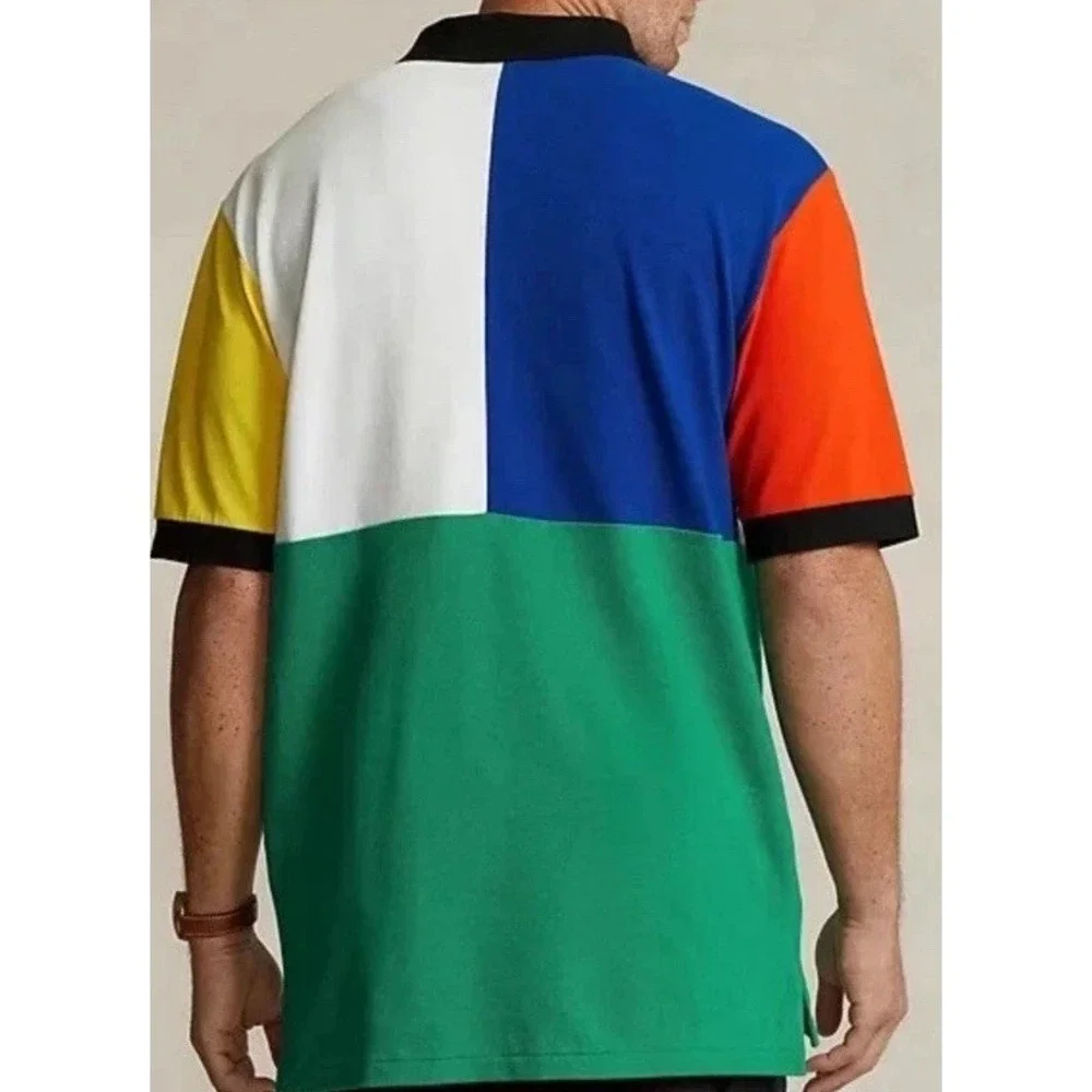 Polo Ralph Lauren COLORBLOCK‎ Shirt BIG MULTI-COLOR Rainbow PONY Large Tall LT
